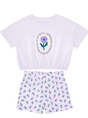 Girls Lavender Floral Two-Piece Playwear